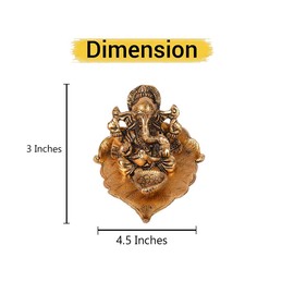 NOBILITY Diwali Bhai Dooj Gift Ganesha on Leaf Statue Ganesh Idol with Diya for Home Pooja Decorative Gifts Puja Items