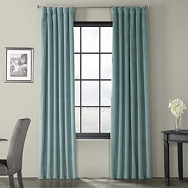HPD Half Price Drapes VPCH-140803-120 Signature Blackout Velvet Curtain (1 Panel), 50 X 120, Aqua Mist
