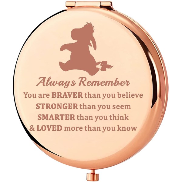 KEYCHIN Eeyore Compact Mirror Eeyore Fans Gift You are Braver Stronger Smarter Than You Think Compact Mirror for Women Girls Teenagers (Ieyore-RG)