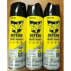 Raid 3 Raid Defend Multi Insect Killer Kills Ants Spiders Roaches and Flies 15Oz Each