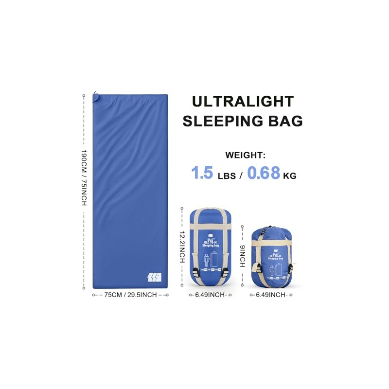 Ultralight Warm Weather Sleeping Bag for Camping and Hiking