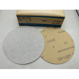 Carborundum 6" 80-Grit Dri-Lube Paper Discs, Box Of 100, NOS