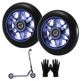 Stunt Scooter Wheels 100 mm, Pack of 2 Scooter Replacement Wheels, Scooter Wheels Replacement Wheels with Anti-Lock Bearings, Replacement Wheels for Stunt Scooters with Gloves for Most Stunt Scooters