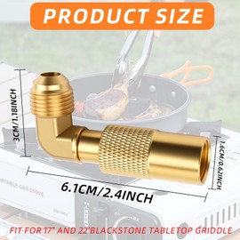Propane Elbow Adapter Compatible with Blackstone 17‘’ and 22‘’ Tabletop Camping Griddles with 3/8" Male Flare Connect, Brass 3/8" Male Flare RV Propane Elbow Adapter