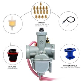 YJGZSVK VM22 26mm Carburetor Throttle Assembly Main Jets Kit for Predator 212cc 196cc Non Hemi Coleman GX200 Mini Bike Go Kart with 38mm Air Filter, VM22 Blue Intake Manifold Performance Parts