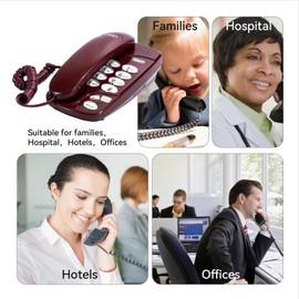 VDTG Old Style Wall Phone-Freely Adjust The Volume Landline Phone, Classic Retro Design Landline Phones for Home, Wall Phones for Landline, Suitable for Living Room, School, Home, Office(Red)