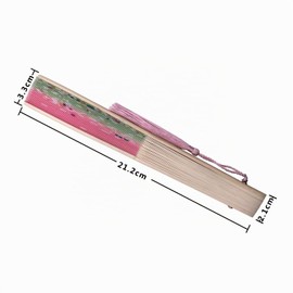 Kibon ventagli pieghevoli, ventagli portatili, ventagli a mano, ventagli in bambù con nappa per regali di compleanno, cosplay, matrimonio, decorazioni per feste (rosa chiaro)