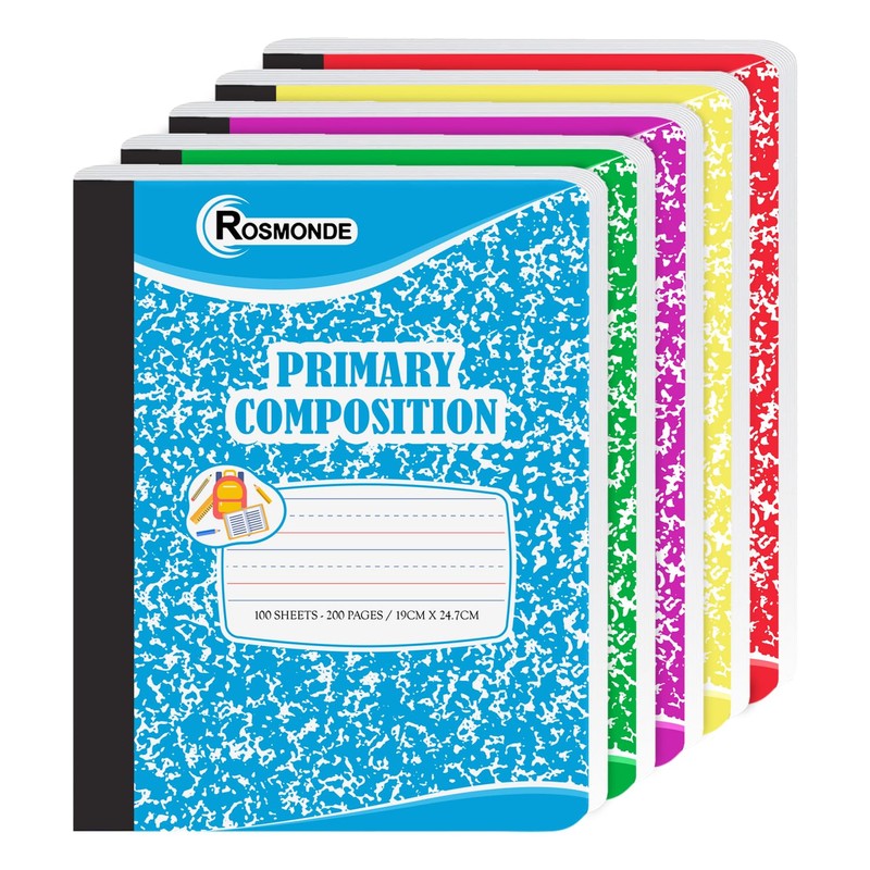 Rosmonde Composition Notebooks Primary Ruled 5 Pack, 200 Pages (100