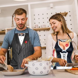 EQLEF Kitchen Apron Men's Funny Cooking Apron Funny Cooking Apron Men's Funny BBQ Party Joke Aprons Party for Men Gifts, As Shown in Image