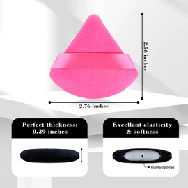 RAREIUS 8pcs Triangular Powder Puff Face Soft Velvet Makeup Puff for Loose Powder Body Powder Makeup Sponge for Contouring Wet Dry Foundation Blender Sponge Beauty Makeup Tool.(Rose Red)