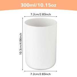 YUXIANLB 2Pcs Bathroom Plastic Tumbler, Unbreakable Dishwasher Safe Drink Cup, Plastic Toothbrush Cup Tumbler 300ml, Mouthwash Cups, Plastic Easy to Clean Bathroom Cup (White)