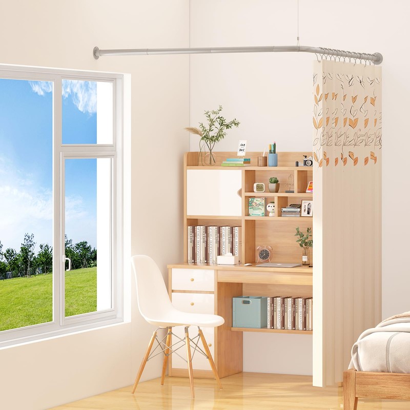 Yampos L Shaped Corner Shower Curtain Rod, 24" - 53"
