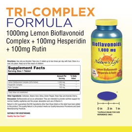 Nature's Life Bioflavonoids 1000mg per Serving | 250 Capsules | More Than 4 Months Supply | Lemon Bioflavonoid Complex, Hesperidin & Rutin | Antioxidant for Healthy Capillaries & VIT C Absorption