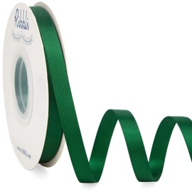 Ribbli Double Faced Forest Green Satin Ribbon,3/8” x Continuous 25 Yards,Use for Bows Bouquet,Gift Wrapping,Floral Arrangement