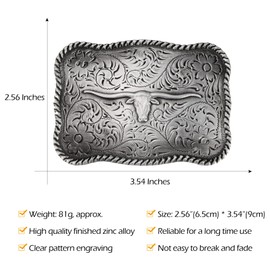 BBOTEN Western Cowboy Longhorn Belt Buckle for Men Women, Rodeo Long Horn Belt Buckle, Texas Antique Belt Buckles