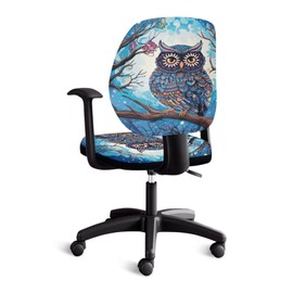 ELEDIZI Owl Office Chair Cover Desk Chair Cover no Arms Computer Chair Covers Stretchable 2 Piece Fabric Gaming Chair Cover Universal Chair Covers Polyester Rolling Chair Cover Slipcover