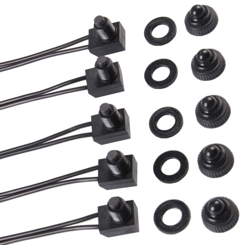 Quentacy 5Pcs Push Button Switch 12V Wired RV Waterproof On-Off