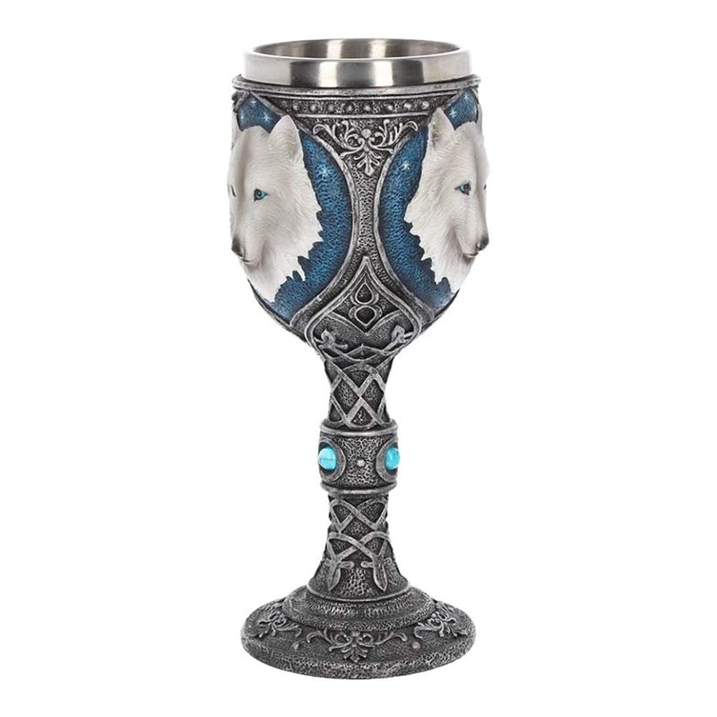 Nemesis Now Ghost Wolf 10cm Resin Goblet with Stainless Steel