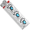 Navajo Turquoise Silver Lighter Case Cover Three Sterling Bear Paws