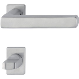 Hoppe Dallas Door Handle Set on Mini Rosette WC Door Thickness 40-45 Matt Stainless Steel