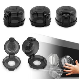 TENGYYY Stove Knob Safety Covers 5-Pack - Childproof & Pet Proof Locks for Gas/Electric Ovens, Heat-Resistant Clear Guards, Easy Damage-Free Install (Transparent Black)