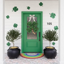 DAZONGE St. Patrick's Day Decorations, Shamrock Wreath for St. Patrick's Day Decor, Lucky Green St. Patrick's Day Door Swag for Fireplace Mantel Walls
