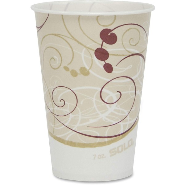 SOLO R7N-J8000 7 oz Symphany Waxed Paper Cold Cup (Case of 2000), beige, 3.7"
