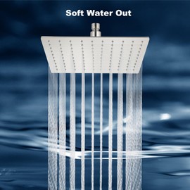 Midanya Rainfall Shower Head Square Stainless Steel Rain Showerhead High Pressure Waterfall Crackproof Coverage with Silicone Nozzle 1/16" Ultra Thin Design Swivel Connector,Brushed Nickel 8 Inch