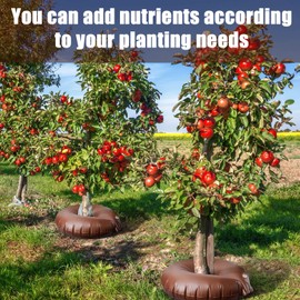 Tessco for you 8 Pack 15 Gallon Tree Watering Bag Slow Release Tree Watering Ring 35.4 Inch PVC Drip Irrigation Water Pouch Round Watering Bags Automatic Drip System for Planting Gardening Trees and Shrubs, Brown