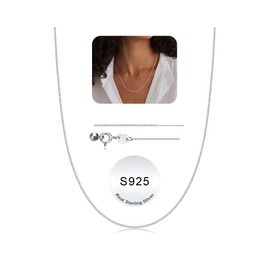 TINGN 925 Sterling Silver Chain 0.8 mm Silver Chain Women's 925 without Pendant Curb Chain Necklace Women's Rolo Chain Silver/Gold, Sterling Silver