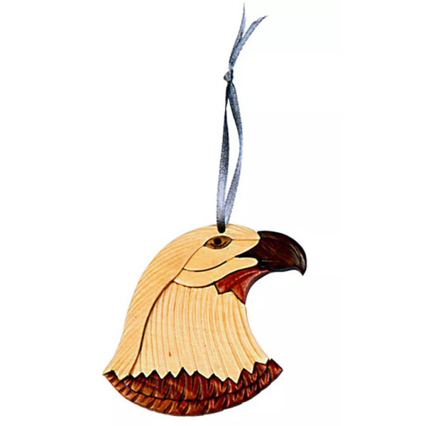 Unbranded Eagle - Double-sided Wood Intarsia Christmas Tree Ornament -