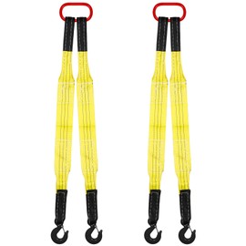 Maasechs 2 Pack Lifting Slings Straps with Hooks Web Slings Capacity Polyester Bridle Sling Heavy Duty Two Leg Lifting Straps for Engines Cranes Hoists Truck (3.3ft,Yellow)