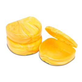 Practicon Marble Retainer Cases, Orthodontic Aligner Case, Mouth Guard Holder (3 Pack) (Yellow)