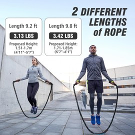 Supertrip Weighted Jump Ropes for Fitness Men Women 360 Rotating Handles, 3.1LBS Polyester Heavy Skipping Rope for Exercise Workout Equipment - 2.8