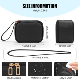 Relavel Mini Makeup Bag with Led Mirror, Small Cosmetic Bag with 3 Light Modes, Rechargeable Portable Makeup Pouch with Hands-Free Wrist Strap for Pool Parties丨Work Touch-Ups丨Travel - Black