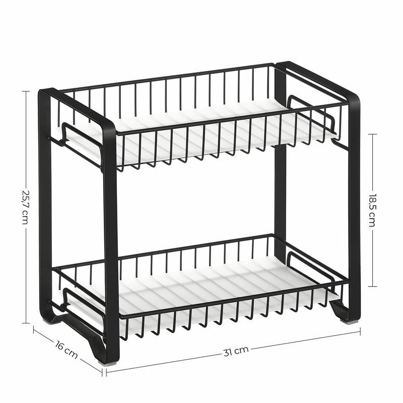 SONGMICS 2 Tier Kitchen Rack Metal Spice Rack with Plastic
