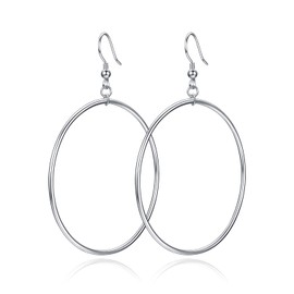 POPLYKE Large Hoop Earrings for Women Sterling Silver Big Circle Dangle Drop Earrings for Women (80mm, silver)