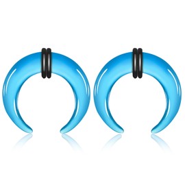 ONESING 10G Septum Ring Glass Septum Pincher C Shape Septum Jewelry with O-Rings Horseshoe Septum Ear Cartilage Nose Septum Stretch Kit for Women Men-Blue