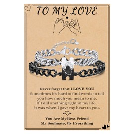 Valentines Day Gifts, Matching Bracelets for Couples Valentines Day Gifts for Her Boyfriend Girlfriend Long Distance Bracelet Matching Couple Stuff Anniversary Birthday Christmas Jewelry, Adjustable,