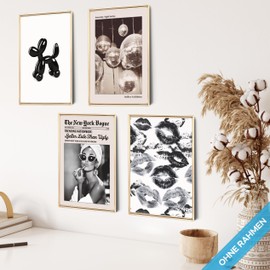 mojoliving Poster Vintage Poster Pictures Kitchen Wall Decoration Living Room Poster Aesthetic Picture Set Wall Pictures Living Room Pictures Vintage Pictures (Better Late, Poster Set 4 x A4 (21 x 30