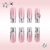 RUOKEXIN Long Press on Nails Square Fake Nails Glitter False