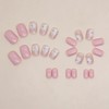 Pink Press on Nails Short Square Fake Nails with White