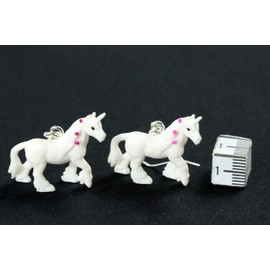 Miniblings Unicorn Earrings Unicorn Horse Fantasy Unicorn White Dots Rubber – Handmade Fashion Jewellery I Earrings Silver Plated, Rubber