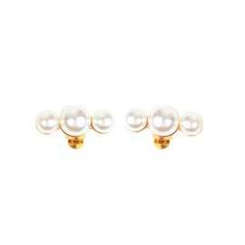 Misaki Cute Triple Pearl Shoe Clip, One-Touch Attachment, 2 Pieces, Shoe Accessories, Shoe Decoration, Wedding, 0.6 inch (16 mm) one-piece