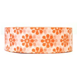 Wrapables Colorful Patterns Washi Masking Tape, Orange Orbit Flowers