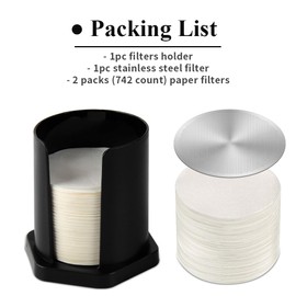 Coffee Filter Holder for Aeropress-Filter - CAFEMASY 2 Pack of 742 Count Replacement Paper Filters with Black Filters Holder Compatible for Aeropress Original Go Clear Espresso Coffee Maker