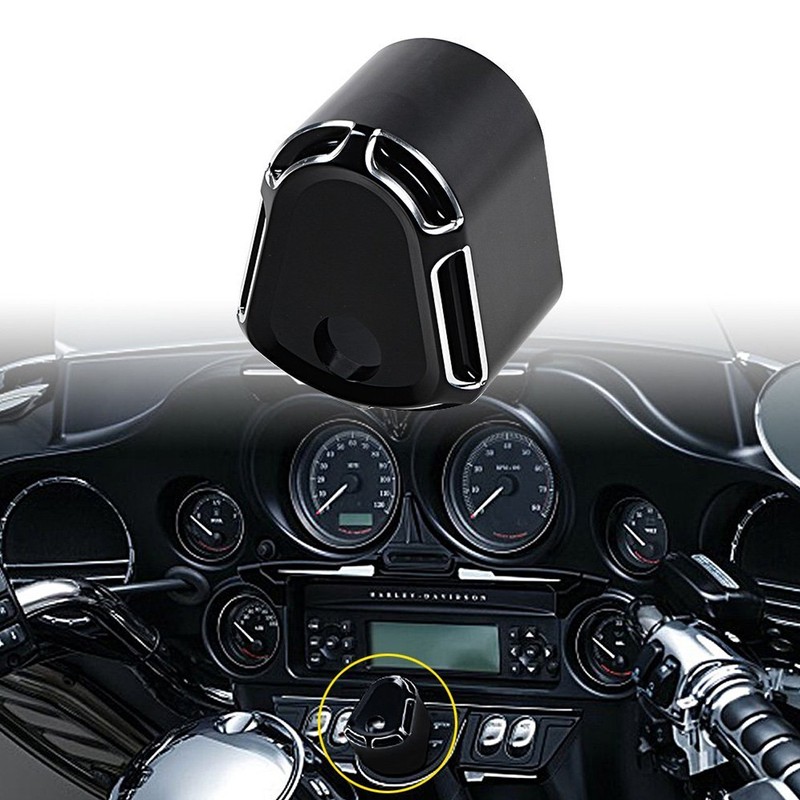 NATGIC 1PCS Black Billet Aluminum Ignition Switch Cover for Harley