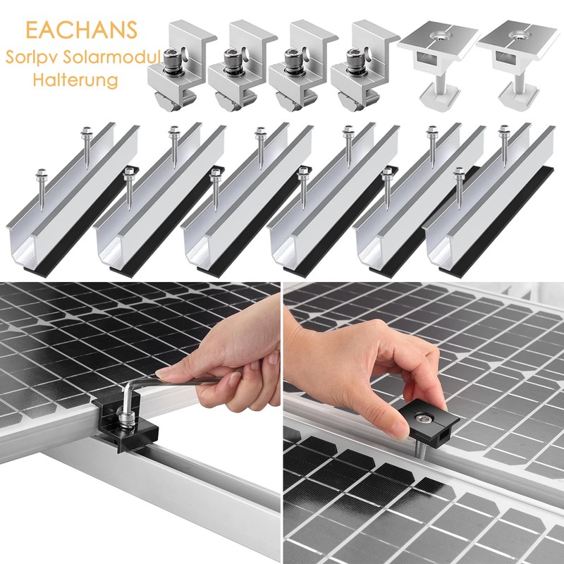Solar Panel Bracket Flat Roof, 6 Aluminium Mounting Rail &