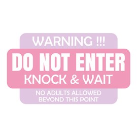 Do Not Enter - Knock & Wait Pink & Purple Kids Bedroom Door Sign - Private - No Entry
