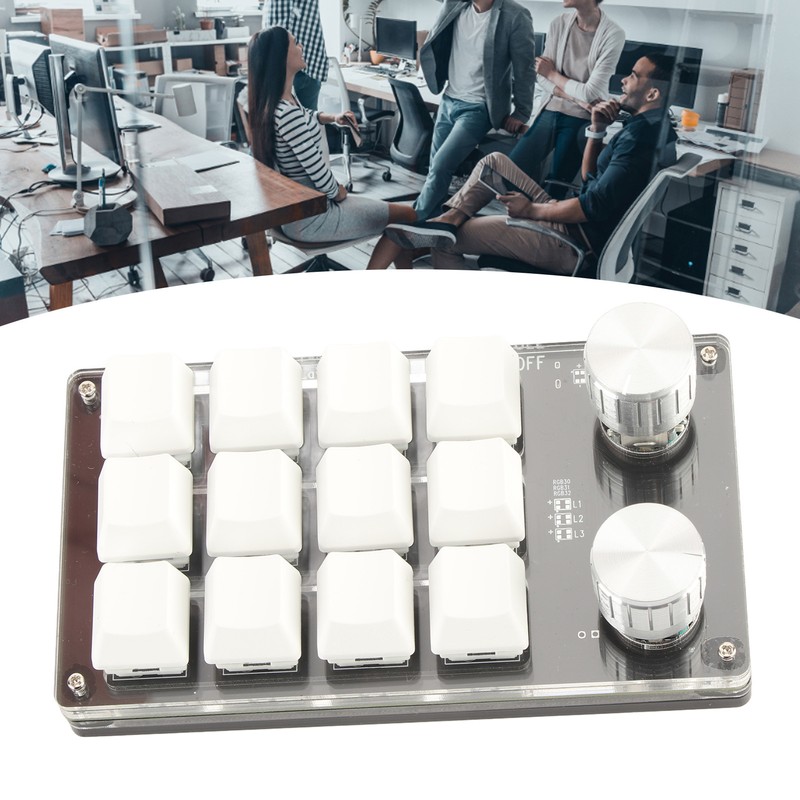 One Handed Macro Mechanical Keyboard 12 Key Multifunction DIY Programmable
